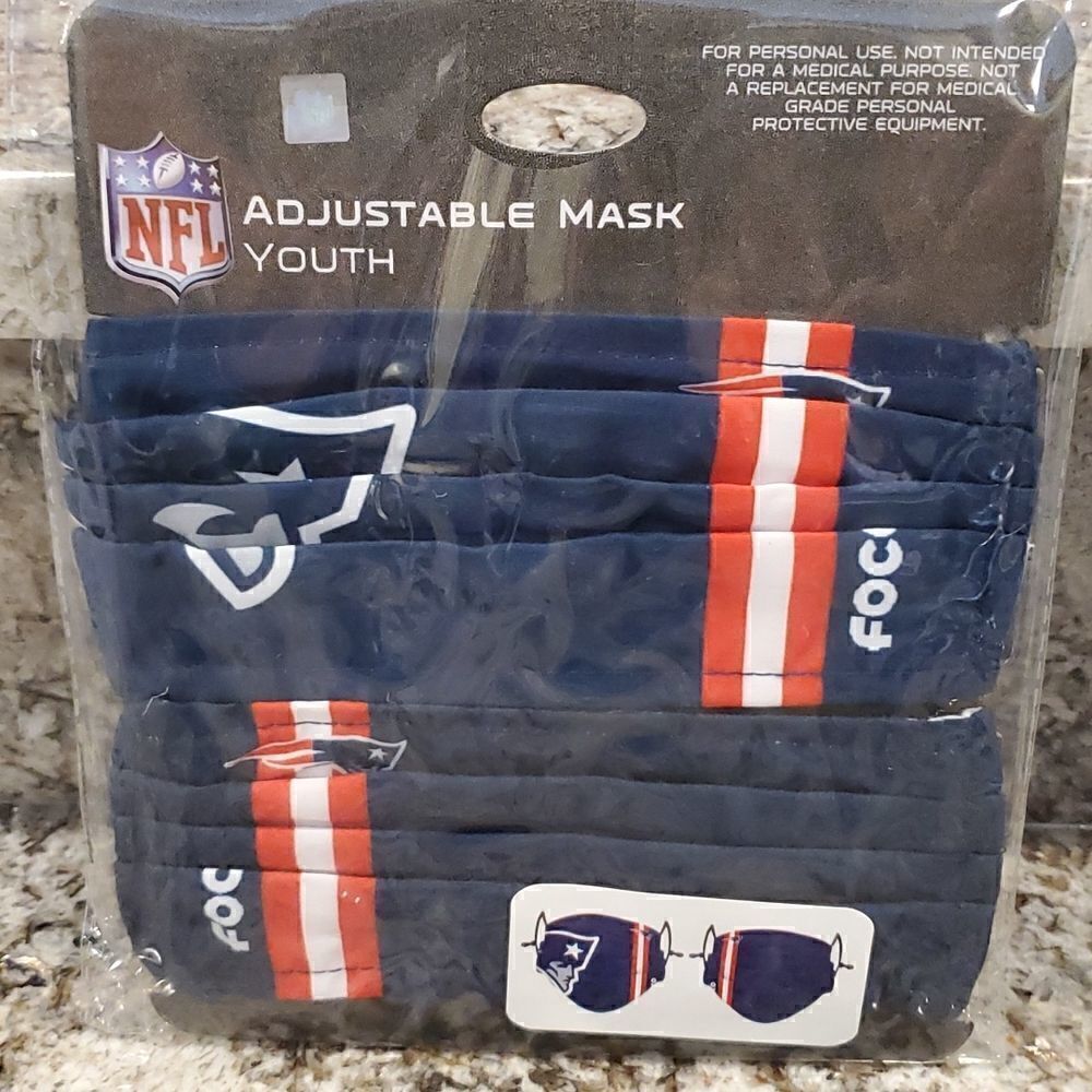 NFL Facemask Youth Size New England Patriots one set of 2 masks